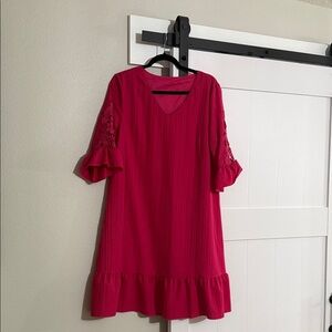 Chic Fuchsia Ruffle Sleeve Dress